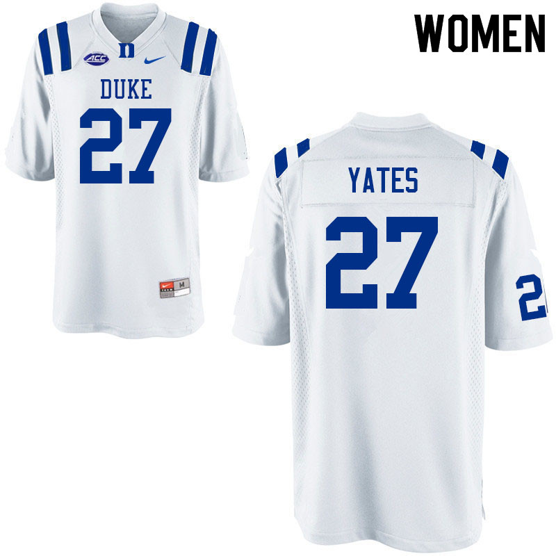 Women #27 Jack Yates Duke Blue Devils College Football Jerseys Sale-White - Click Image to Close